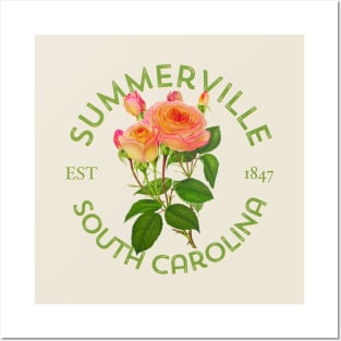 Summerville SC Vintage Style Roses Design Posters and Art